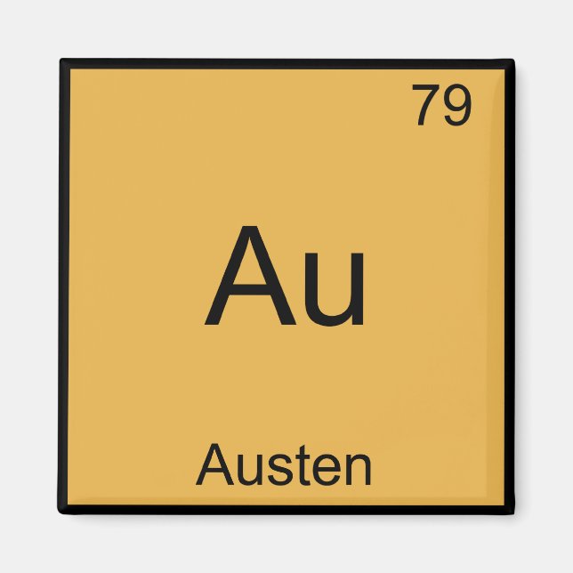 Au - Austen Funny Chemistry Inslag Symbol T-Shirt Magnet (Framsidan)
