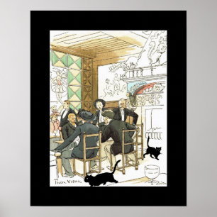 Au Chatta Noir ~ vid den svarta katten ~ Pierre Vi Poster