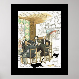Au Chatta Noir ~ vid den svarta katten ~ Pierre Vi Poster