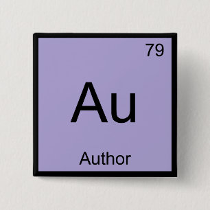 Au - Författare Kemiskt Element Symbol Bok T-Shirt Knapp