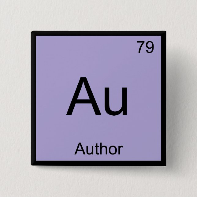 Au - Författare Kemiskt Element Symbol Bok T-Shirt Knapp (Framsida)