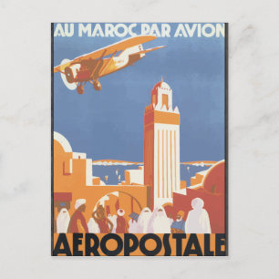 Au Maroc Par Avion Aeropostale, Vintage Vykort
