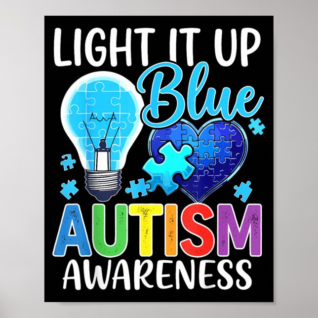 Au-medvetenhet glödlampa lyser blå poster (Framsidan)