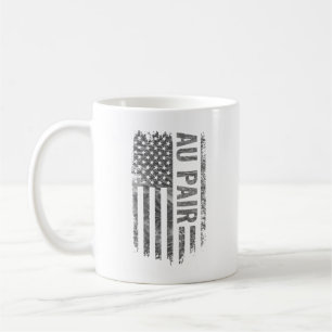 Au Pair USA Flag Distressed design Kaffemugg