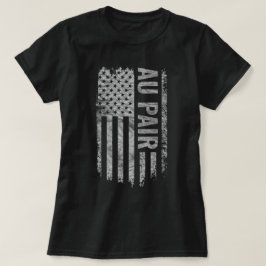 Au Pair USA Flag Distressed design T Shirt