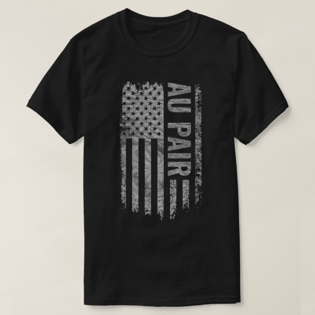 Au Pair USA Flag Distressed design T Shirt (Design framsida)