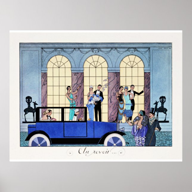 Au Revoir, 1920 Art Deco illustration Poster (Framsidan)