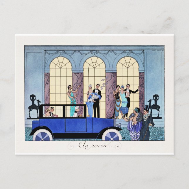 Au Revoir, 1920 Art Deco illustration Vykort (Framsida)