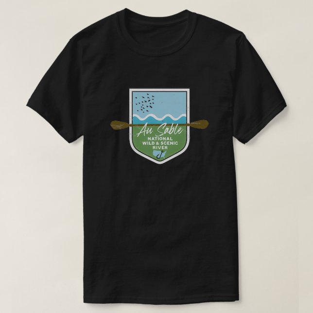 Au Sable National Vild and Scenia River Michigan S T Shirt (Design framsida)