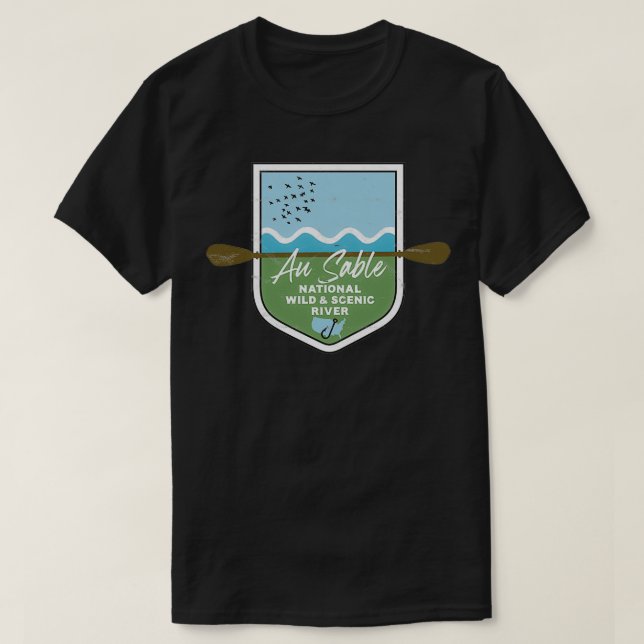 Au Sable National Vild and Scenia River Michigan S T Shirt (Design framsida)