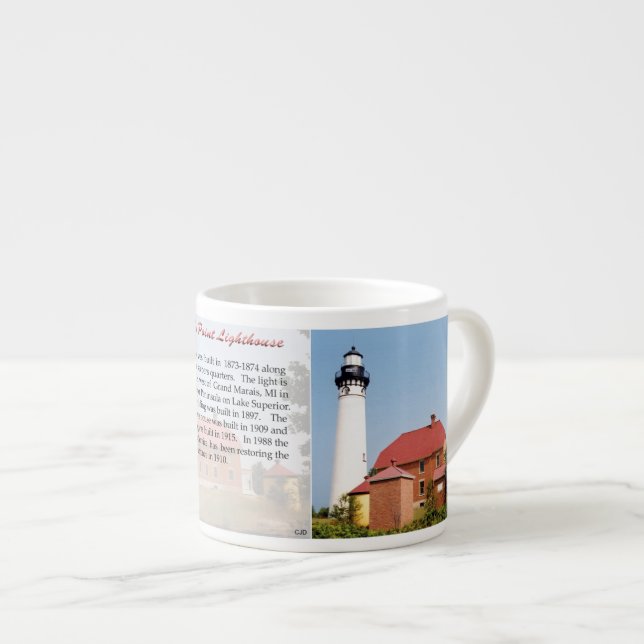 Au Sable Point Lighthouse-historik espresso mugg Espressomugg (Framsida höger)