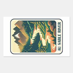 Au Sable River Michigan Färg Rektangulärt Klistermärke