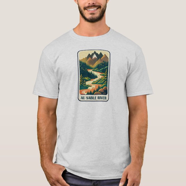 Au Sable River Michigan Färg T Shirt (Framsida)