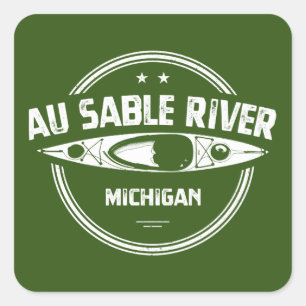 Au Sable River Michigan Kayaking Fyrkantigt Klistermärke