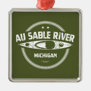 Au Sable River Michigan Kayaking Julgransprydnad Metall