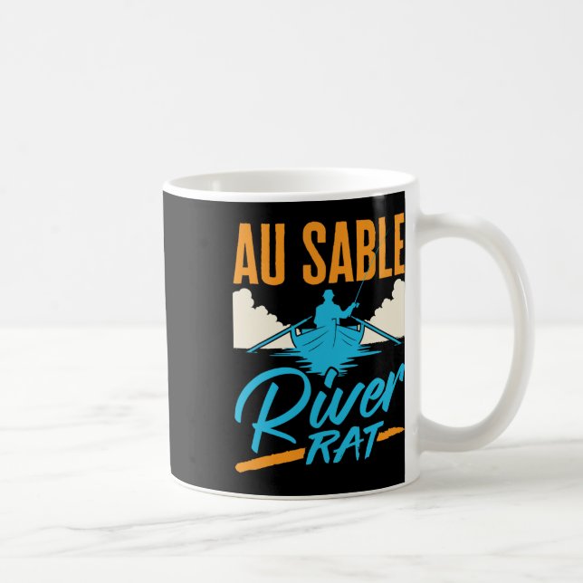 Au Sable River Rat Flottning Kanotsegling Fiske Bå Kaffemugg (Höger)