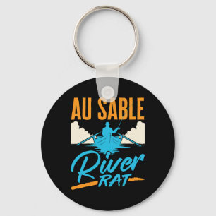Au Sable River Rat Flottning Kanotsegling Fiske Bå Nyckelring