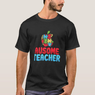 Au Some Lärare Autism Lärare Äpple Pussel T Shirt