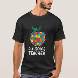 Au-some Lärare Pussel Äpple Autism Medvetenhet T Shirt
