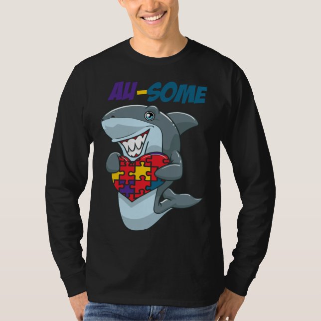 Au Some Shark Awesome Autistic Puzzle Autism Aware T Shirt (Framsida)