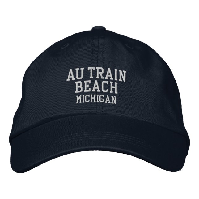 Au Train Beach Michigan Broderad Basebollmössa Keps (Framsida)