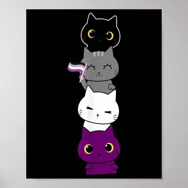 Auality Flagga Animal Cat Ace Pride Demiual Gift A Poster (Framsidan)