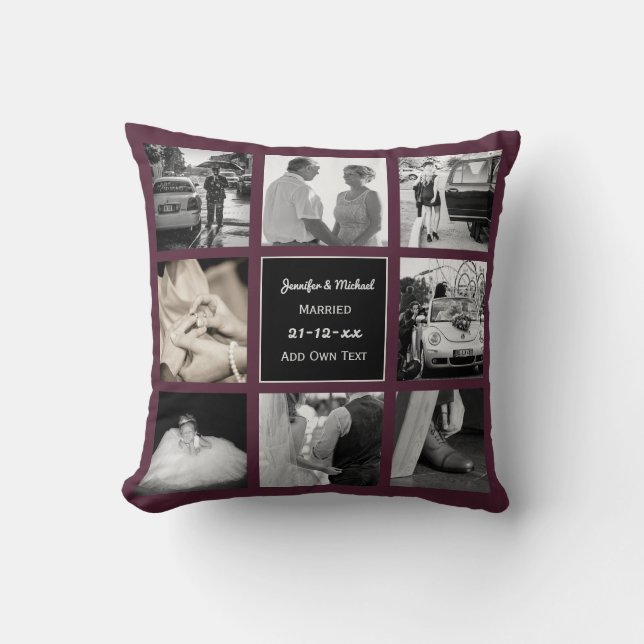 AUB FÖR PHOTO COLLAGE Bröllop Vow Renewal-årsdagen Kudde (Framsida)