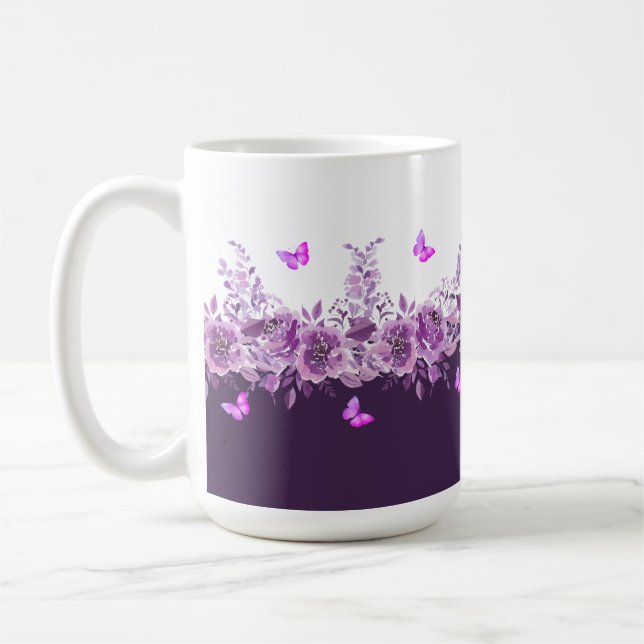 Aubergine Botaniska Fjärilar  Kaffemugg (Vänster)