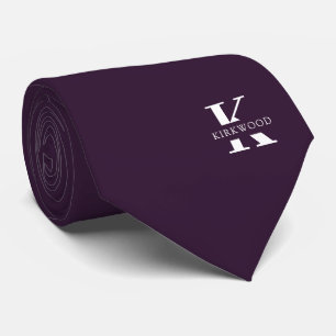 Aubergine Elegant Monogram+Namn ensidig Slips