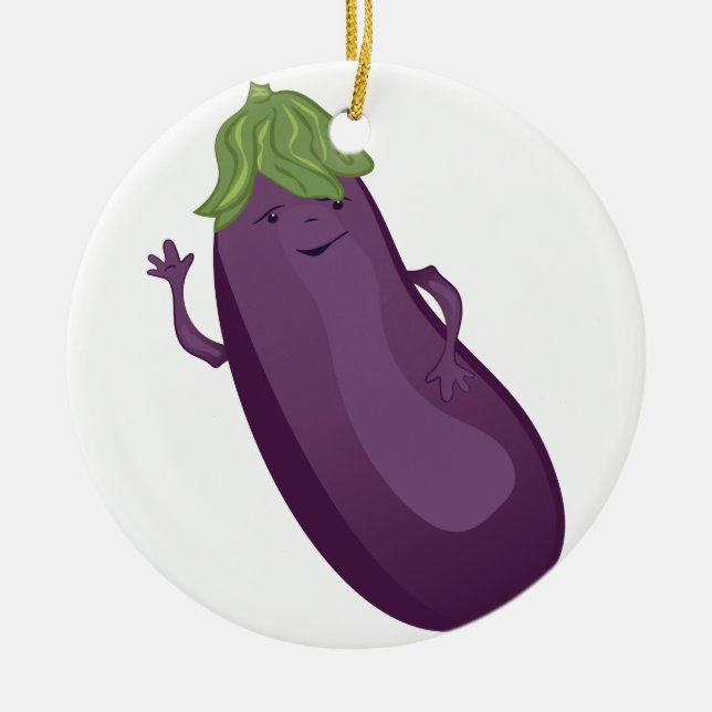 Aubergine Julgransprydnad Keramik (Framsidan)