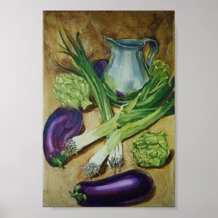 Aubergine, Leek & kronärtskocka Poster