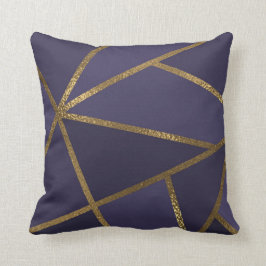 Aubergine Lila Guld Brons Geometrisk Glam Chic Kudde
