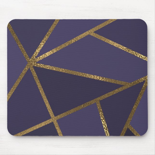 Aubergine Lila Guld Brons Geometrisk Glam Chic Musmatta (Framsidan)