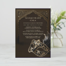 Aubergine Masquerade Elegant Guld Corporate Gala Inbjudningar