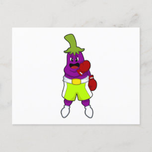 Aubergine på Boxning med Boxnings-handskor Vykort