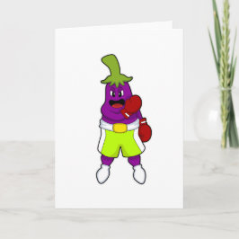 Aubergine på boxning med boxningshandskar kort