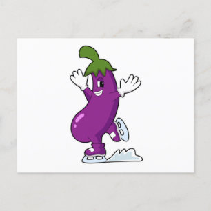 Aubergine på Is skridskoåkning med Is skridskor Vykort