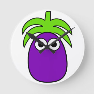 Aubergine Rund Klocka