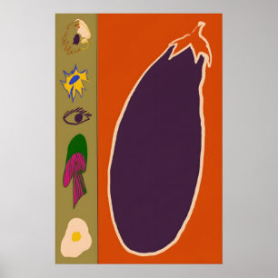 Aubergine Skiva Japansk Abstrakt Bauhaus Formel Poster