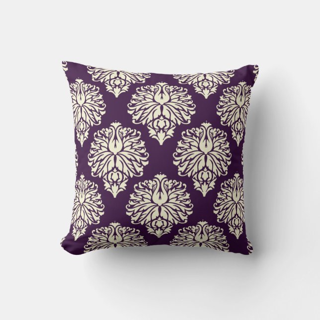 Aubergine Southern Cottage Damask Kudde (Framsida)