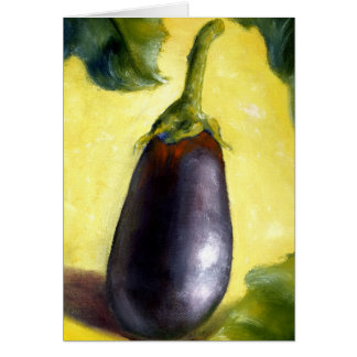 Auberginekonst från oljemålning hälsningskort