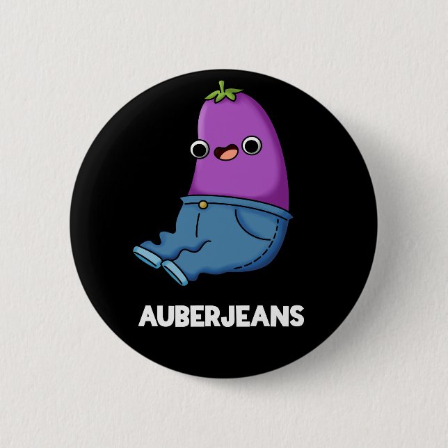 Auberjeans Funny Eggplant Pun Mörk BG Knapp (Framsida)