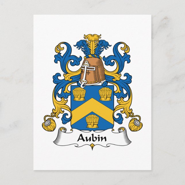 Aubin Family Crest Vykort (Framsida)