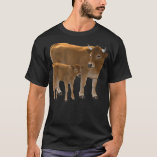 Aubrac eller Jersey Brown Cow Cute Calf Cattle Art T Shirt