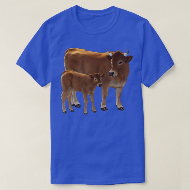 Aubrac eller Jersey Brown Cow Cute Cattle Ranch T Shirt (Design framsida)