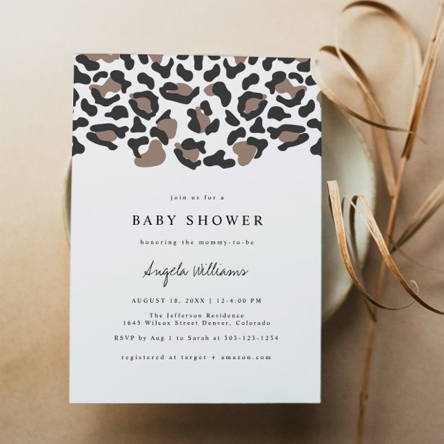AUBREE Bohemian Leopard Print Baby Shower Inbjudningar (Skapare uppladdad)
