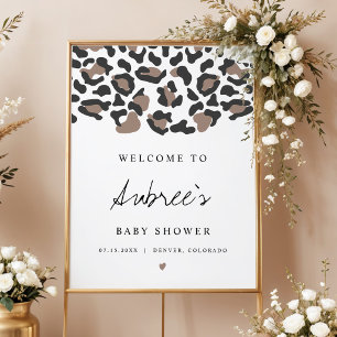 AUBREE Boho Leopardtryck Baby Shower Välkommen Poster