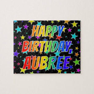 "AUBREE" Förnamn, Rolig "GRATTIS PÅ FÖDELSEDAGEN" Pussel