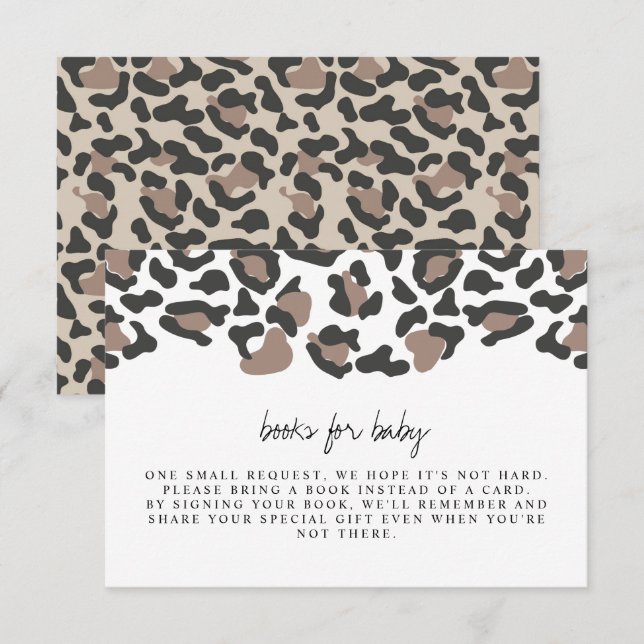 Aubree - Leopard Print Baby Bokar för införande av Inbjudningar (Fram/baksida)