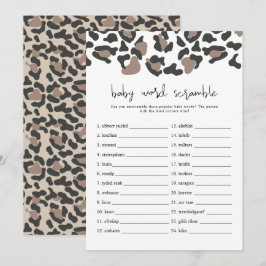 AUBREE Leopard Print Baby Ord Scramble Game Invi Inbjudningar